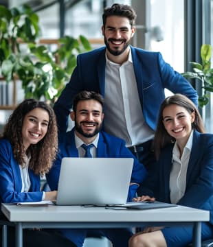 people of corporates smiling and working